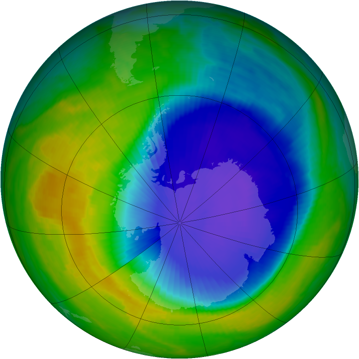 Antarctic ozone map for 03 November 1999